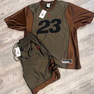 Jordan 23 Brown and Olive Warmup Set